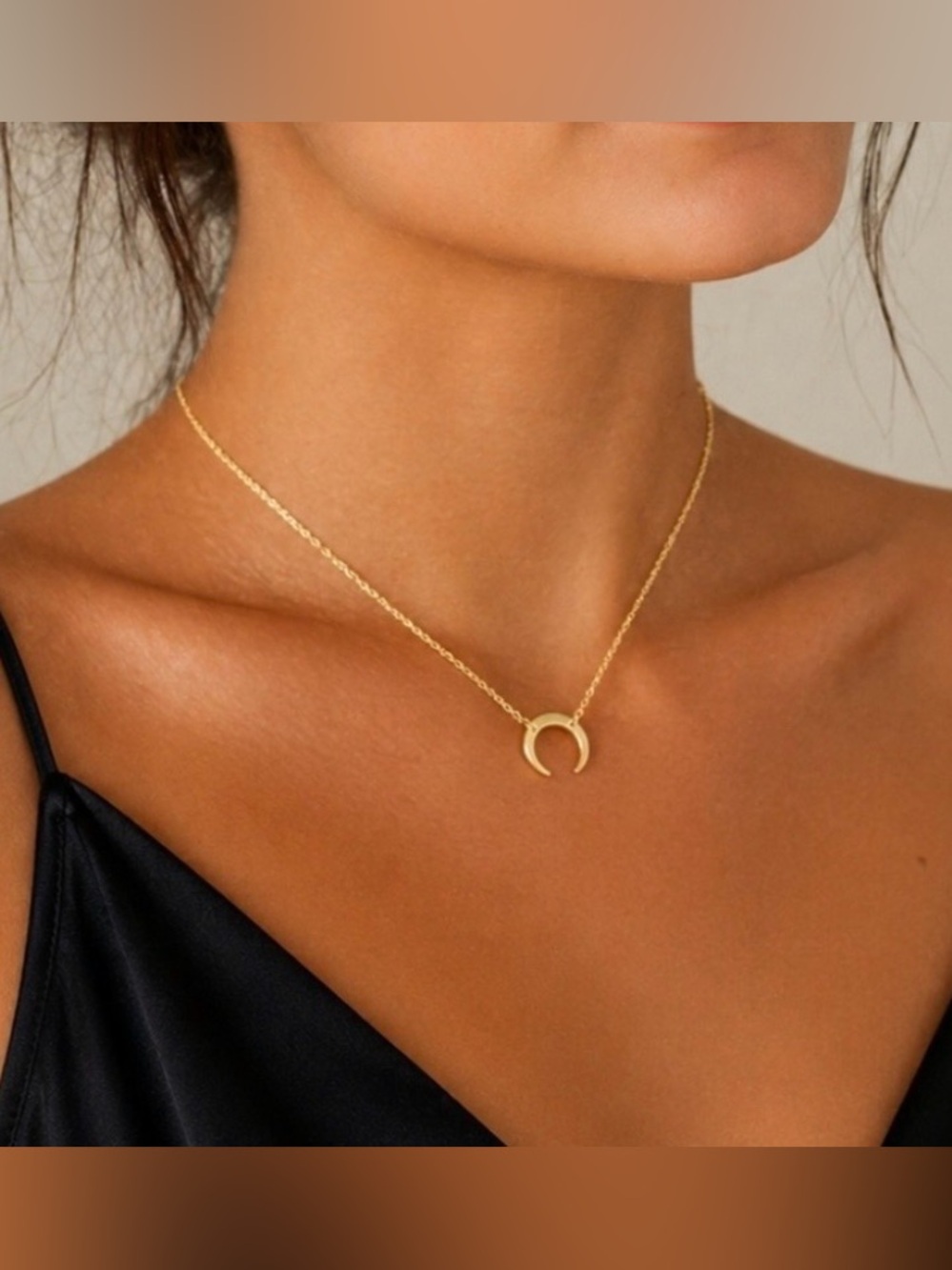 Plunder Gold Crescent Pendant Necklace Gold NWT